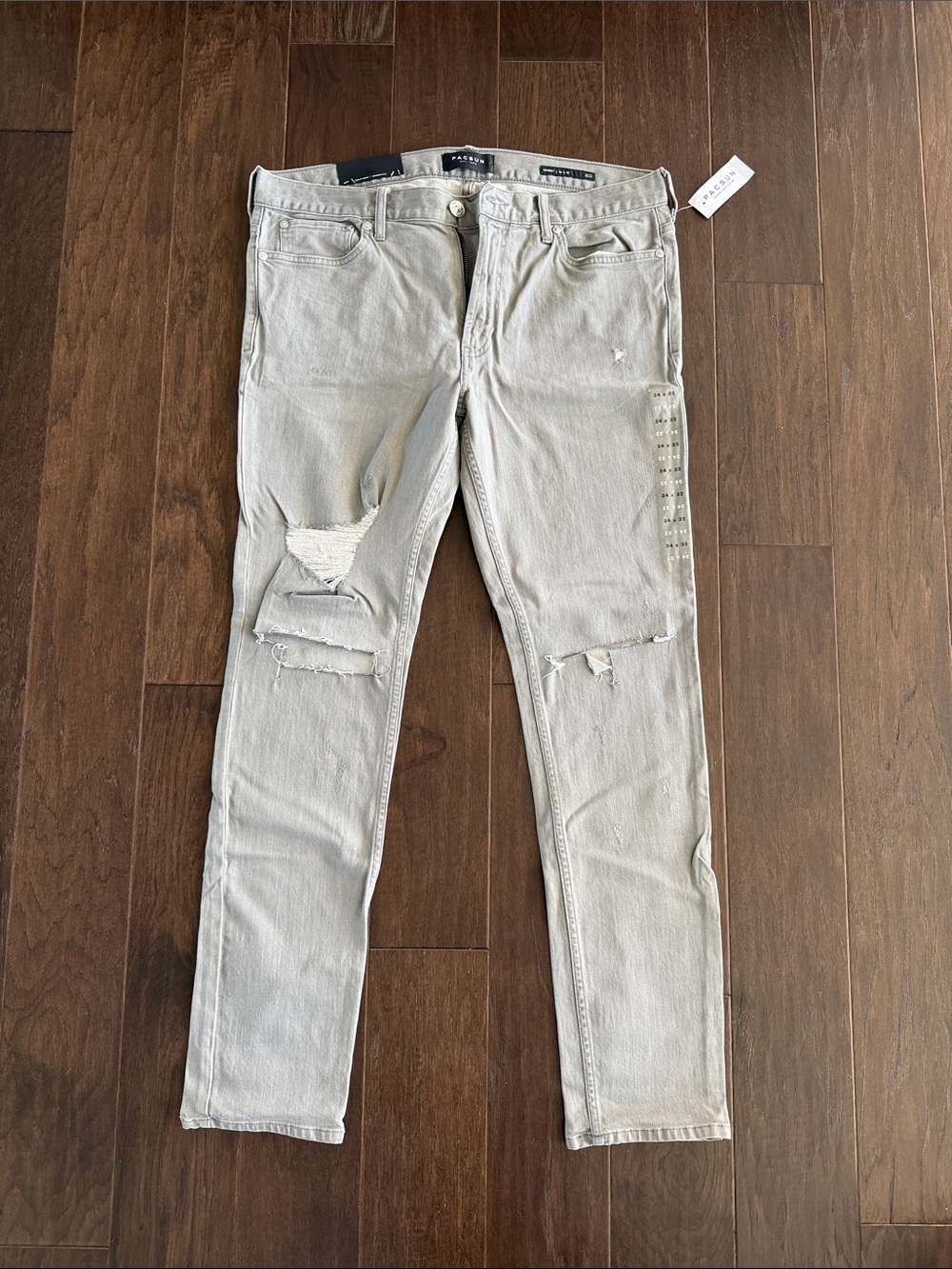 PacSun Men's Light Gray Skinny Distressed Jeans
